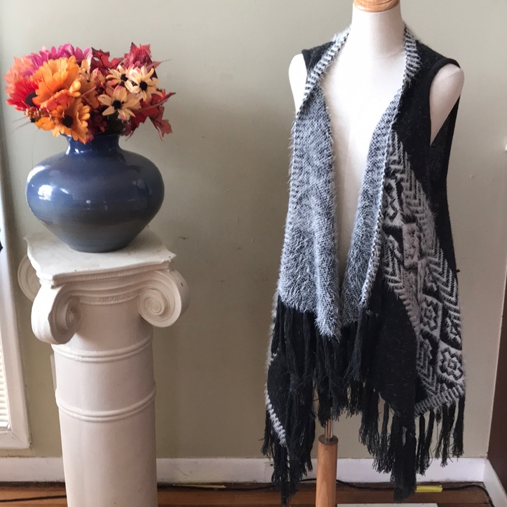 SOLD Grey Vest with fringe